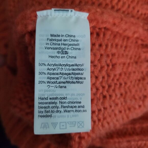 Madewell Sweater Womens XS Orange Knit Oversized Balloon Sleeves Wool Alpaca - Picture 7 of 9